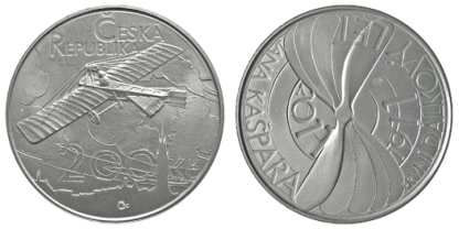 Commemorative silver coin to mark the 100th anniversary of the first long-distance flight by Jan Kašpar