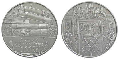 Commemorative silver coin to mark the 500th anniversary of the birth of Jiří Melantrich of Aventinum