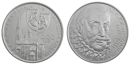 Commemorative silver coin to mark the 400th anniversary of the death of Petr Vok of Rožmberk