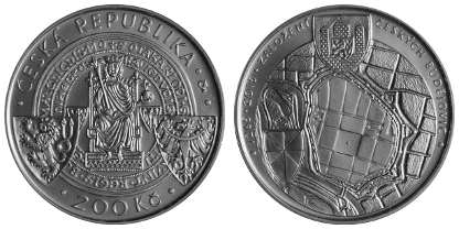 Commemorative silver coin to mark the 750th anniversary of the foundation of České Budějovice