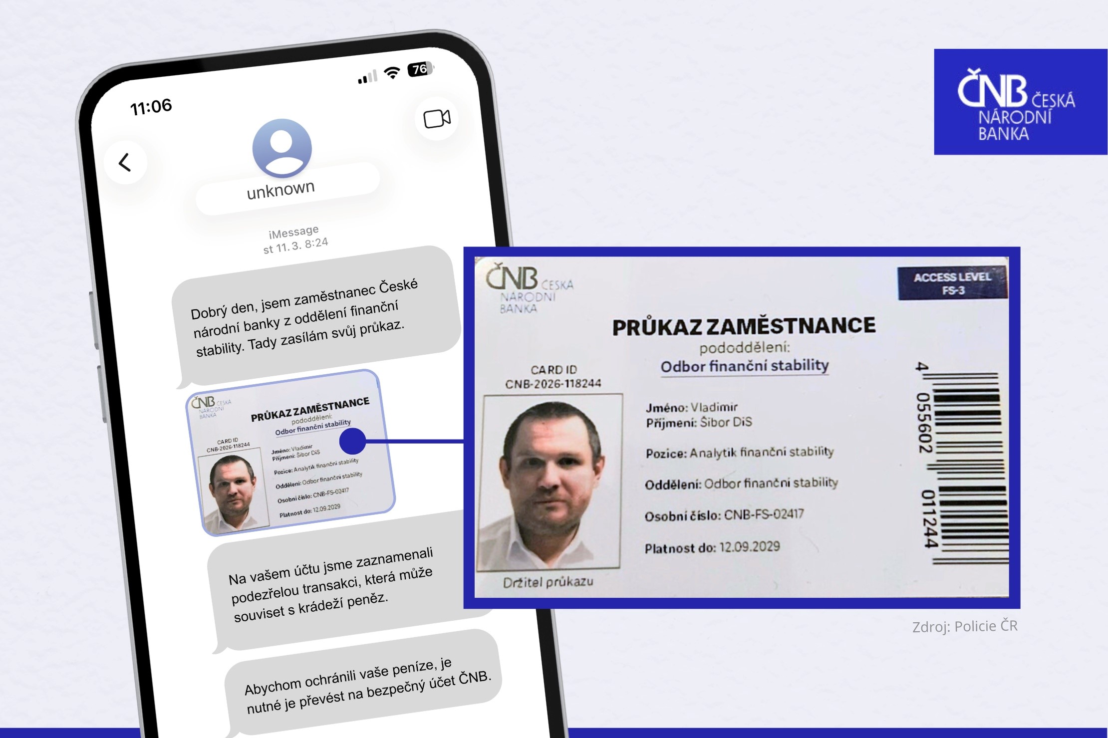 Podvodníci se vydávají za zaměstnance ČNB Podvodníci se vydávají za zaměstnance ČNB