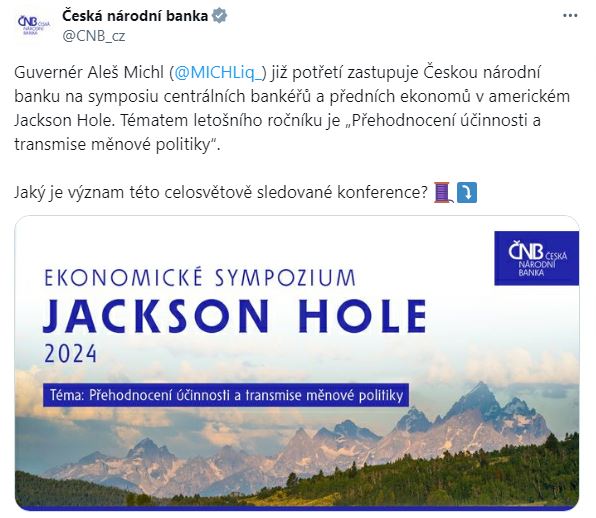 Guvernér Aleš Michl již potřetí zastupuje Českou národní banku na symposiu centrálních bankéřů a předních ekonomů v americkém Jackson Hole.