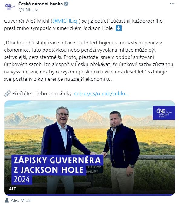 Guvernér Aleš Michl se již potřetí zúčastnil každoročního prestižního symposia v americkém Jackson Hole.